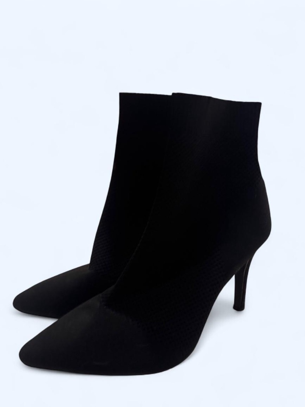 MIA Black Pointed Sock Ankle Booties with Stiletto Heel